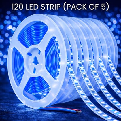 SPARKWORLD 120 LEDs 5 m Blue Steady Strip Rice Lights (Pack of 5)