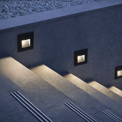 SPARKWORLD LED Recessed Step Light Square | Outdoor & Indoor Wall Stair Light | Warm White | Black Finish | Colour: 5w_(WithoutSensor)