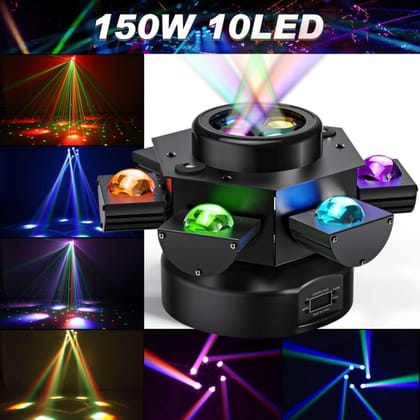 SPARKWORLD RGB 6-Arms LED DJ Disco Light | Rotating Moving Head Party Light with DMX Control | Stage Light for Club, Wedding, Events & Dance Floors | Colour: 6Arms Dj Light
