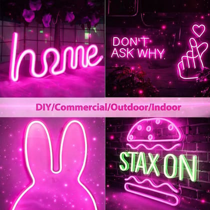 SPARKWORLD 5 Meter Pink Neon LED Strip Light Flexible Decorative Lighting for Room, Sign Boards & Event Decor | Size: 4.98 m