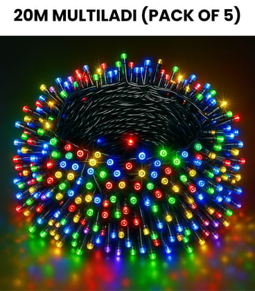 SPARKWORLD 20 Meter Multicolor LED Decorative Ladi String Lights (Pack of 5) | Festival, Diwali & Party Decoration