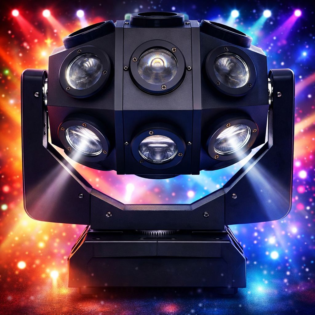SPARKWORLD 18Pcs LED Moving Head Beam Lights Stage Lights, Professional Lights Party Lights DJ Disco Lights for Events Sound Activated KTV Disco Party Light Show Projector | Colour: 18 Lens