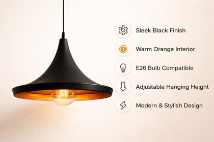 SPARKWORLD Hanging Tasla Decorative Ceiling Light Antique Finish Pendant Lamp for Balcony, Caf, Hall & Temple Decor | Size: 24X70 cm | Colour: Pan