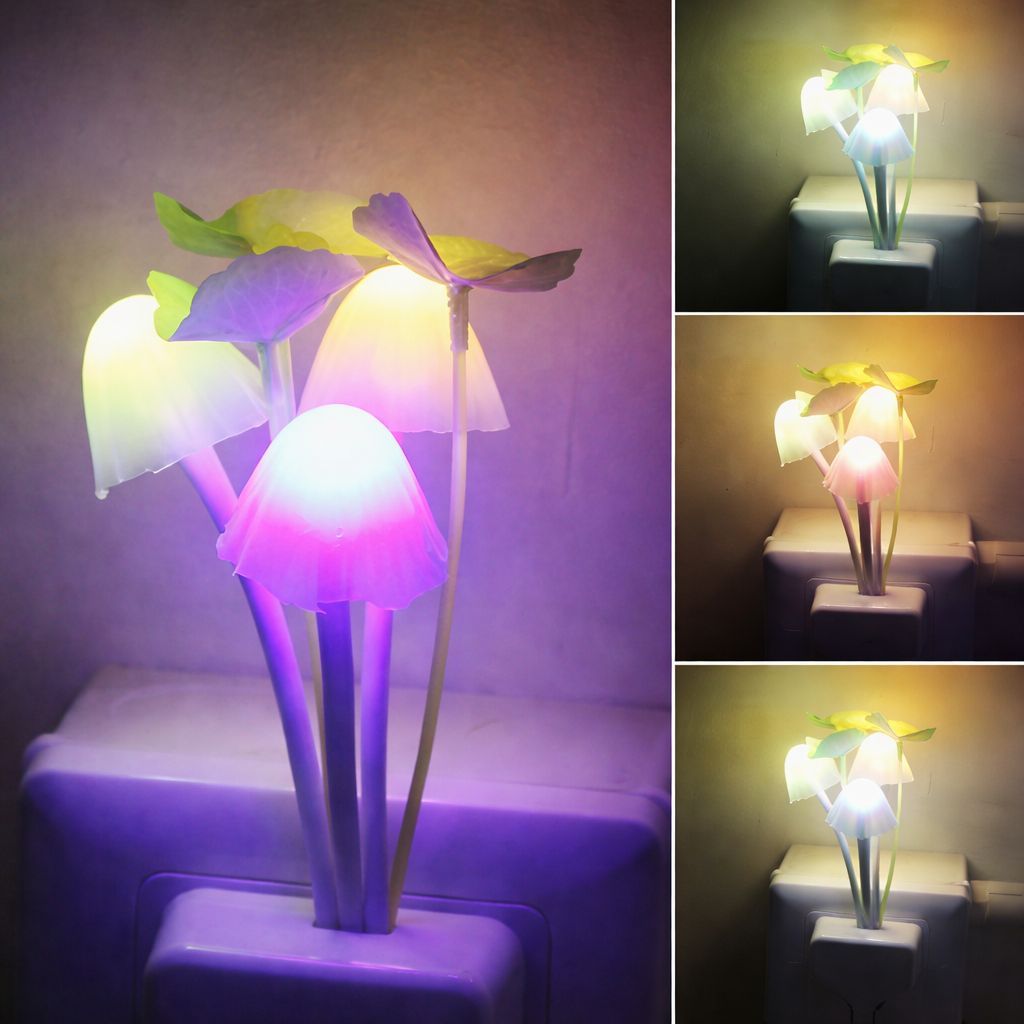 SPARKWORLD Mushroom LED Night Lamp Multicolor Plug-in Light with Auto Sensor for Bedroom, Hall & Kids Room (Pack of 1) | Colour: Mushroom Night Light