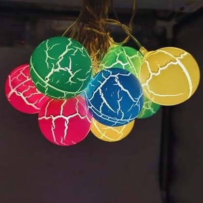 SPARKWORLD 15 LED Round Ball String Fairy Light 4 Meters | Crackled Pastel Design | Decorative Light for Diwali, Parties & Home Decor | Pack of 1 | Colour: Warm White