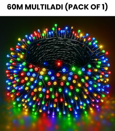 SPARKWORLD Copper Serial String Led Light Comes with 8 Modes Changing Controller for Indoor & Outdoor Home Decoration, Diwali, Christmas, Patio Garden Yard (Multicolor (Pack Of 1) | Size: 60M | Colour: 60M