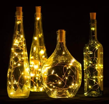 SPARKWORLD Pack of 3 Cork Fairy Lights | Warm White LED Bottle Lights | Battery Operated Decoration for Home, Events & Gifting | Size: 1.98 m