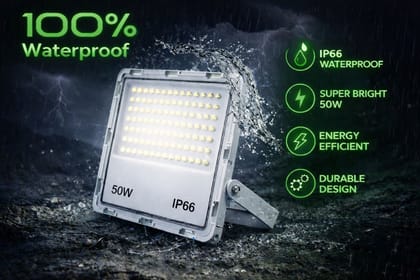 SPARKWORLD 50W Green LED Flood Light IP66 Waterproof Outdoor Lamp for Garden, Building & Event Lighting