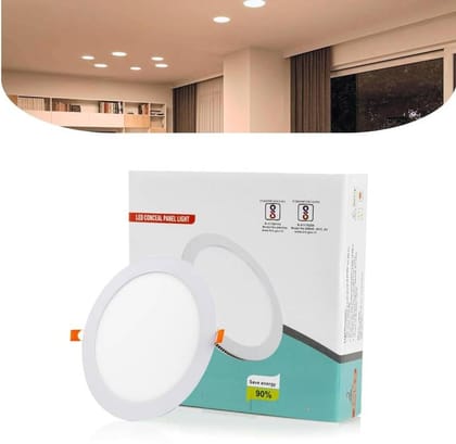 SPARKWORLD 8W Round LED Panel Light (Warm White) | Energy Efficient Recessed Ceiling Light for Home & Office