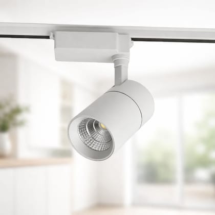 SPARKWORLD 10W LED Track Light White Body, Warm White Focus Light | Adjustable COB Spotlight for Showrooms, Galleries & Homes