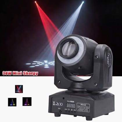 SPARKWORLD 30W Mini Moving Head RGB LED Stage Light DMX512 Sound-Activated Rotating Spotlight for DJ, Parties, Events & Stage Shows