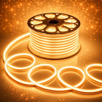 SPARKWORLD 5 Meter Warm Yellow LED Neon Flex Strip IP65 Waterproof, Cuttable, Flexible Neon Decorative Lighting | Size: 4.98 m