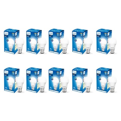 Philips 9-Watts B22 LED Cool Day White LED Bulb, Pack of 10, (Ace Saver)