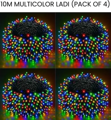 SPARKWORLD 28 LEDs 10 m Multicolor Steady Bulb Rice Lights (Pack of 4)