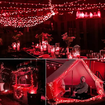 SPARKWORLD 21 Meter Red LED Decorative Ladi Light (Pack of 3) | Bright Festival String Lights for Diwali, Christmas, Wedding & Home Decoration