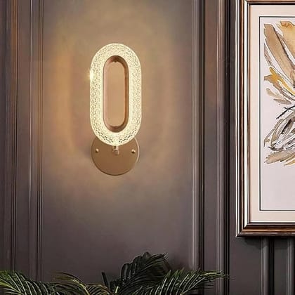 SPARKWORLD Golden Metal Bird LED Wall Sconce Modern Crystal Accent Bedside & Living Room Lamp | Colour: Oval