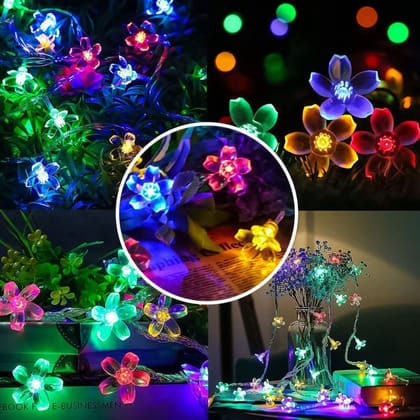 SPARKWORLD Multicolor Silicone Flower Decorative LED String Lights 2 Qty | Festive & Home Decoration Fairy Lights | Size: 3.5 m