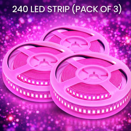SPARKWORLD 240 LEDs 5 m Pink Steady Strip Rice Lights (Pack of 3)