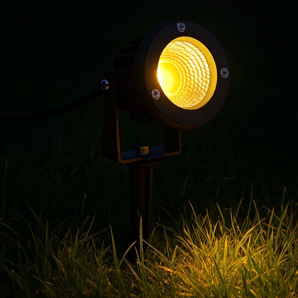 SPARKWORLD 5W LED Garden Spike Light | Outdoor Waterproof COB Spotlight for Landscape, Lawn, Trees, Pathway & Decoration (Warm White) | Colour: Yellow