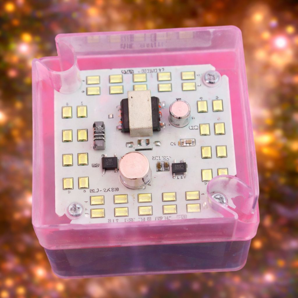 SPARKWORLD LED Emergency Bulb Inverter Module | Rechargeable Backup Light | Square LED PCB Light with Pink Case | Energy Saving Home Light | Colour: white