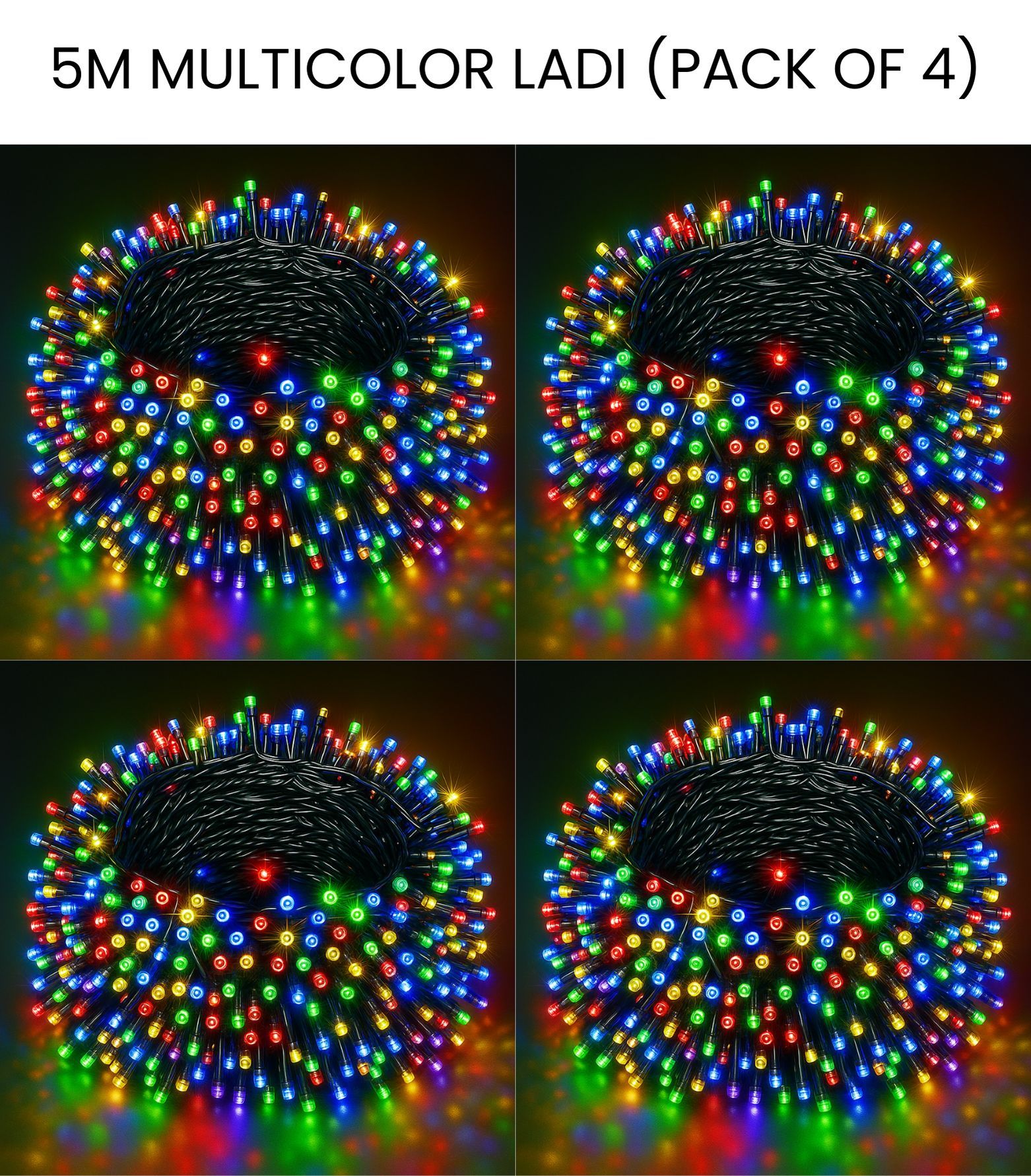 SPARKWORLD 14 LEDs 5 m Multicolor Steady Bulb Rice Lights (Pack of 4)