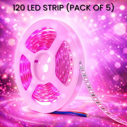 SPARKWORLD 120 LEDs 5 m Pink Steady Strip Rice Lights (Pack of 5)