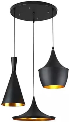 SPARKWORLD 3-Piece Decorative Hanging Light Set | Elegant Metal Pendant Lights for Dining, Caf & Living Room | Size: 15X30 cm | Colour: DTC (Set of 3)