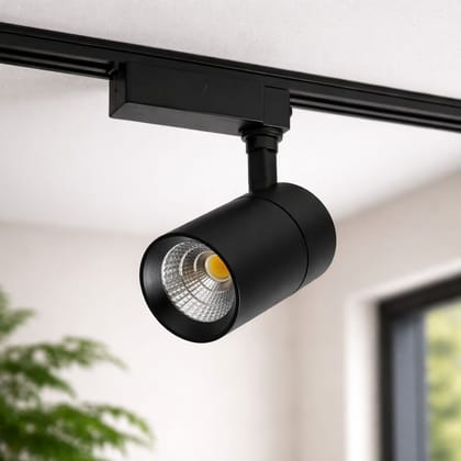 SPARKWORLD 20W LED Track Light Adjustable Black COB Spotlight for Showroom, Gallery & Home Decor | Colour: Natural White
