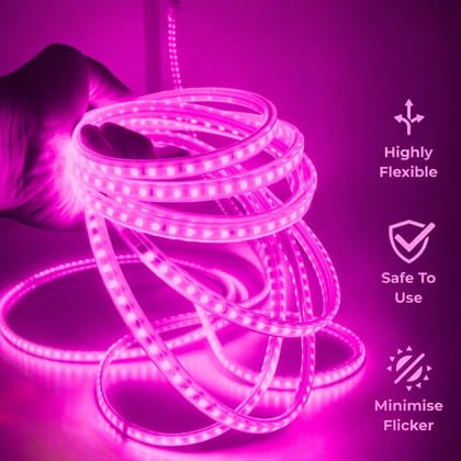 SPARKWORLD Pink LED Neon Flex Strip IP65 Waterproof, AC85265 V Mains-Powered, Cuttable | Size: 35 M