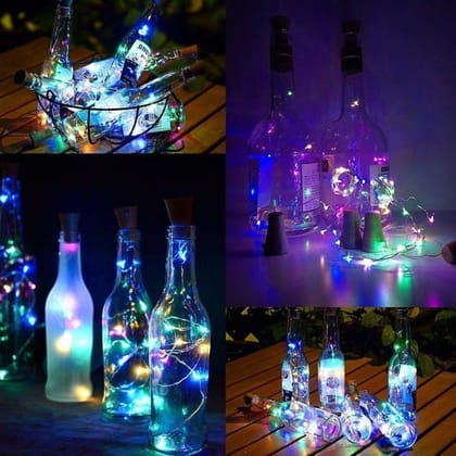 SPARKWORLD (Pack of 3) Cork Shaped Multicolor Fairy String Lights Bottle Decoration LED Lights for Festivals, Parties & Home Decor | Size: 2.03 m