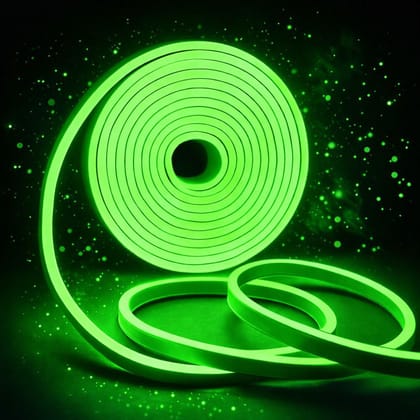 SPARKWORLD 5 Meter Green LED Neon Flex Rope Light IP65 Waterproof, AC85265 V, Cuttable | Size: 4.98 m