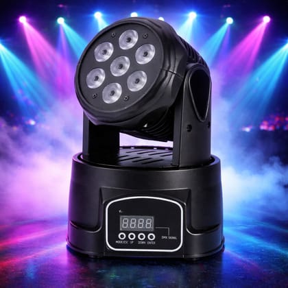 SPARKWORLD 512 Stage Lighting Mini Moving Head Light 4 In 1 RGBW LED PAR Light Lighting Strobe Professional 9/14 Channels 100W AC 100-240V Sound Active for KTV Club Bar Party Disco DJ Show Bands | Colour: 7 Led