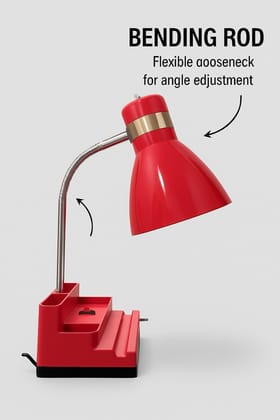 SPARKWORLD Red Study Table Lamp with Organizer Base