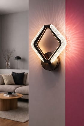 SPARKWORLD Modern Diamond Shape LED Wall Light | Warm White Decorative Wall Lamp for Bedroom, Living Room & Hotel