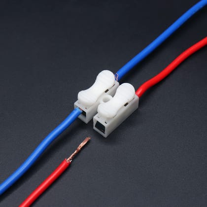 SPARKWORLD Electronic Spices 100pcs Cable Connectors 2 Pins Electrical Push Type Cable Connectors Quick Splice Lock Wire Terminal 220V 10A | Colour: White