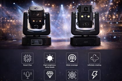 SPARKWORLD 4-Pack Single-Head RGB LED + Green Laser Moving Head Effect Lights DMX512, Sound-Activated & Auto Modes for DJs, Parties & KTV | Colour: Moving Head Laser Light