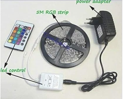 SPARKWORLD RGB LED Strip Lights 5 Meter Music Sync, Remote Controlled, Multicolor Mood Lighting (Pack of 3) | Colour: RGB With Remote