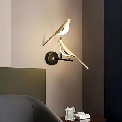 SPARKWORLD Golden Double Bird LED Wall Light Elegant Decorative Lamp for Living Room, Bedroom, Caf & Restaurants | Size: 15 W | Colour: Bird Wall Lamp (Set of 2) SPARKWORLD Golden Double Bird LED Wall Light Elegant Decorative Lamp for Living Room, Bedroom, Caf & Restaurants | Size: 15 W | Colour: Bird Wall Lamp (Set of 2)
