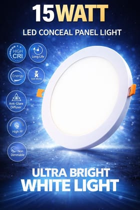 SPARKWORLD 15W Round LED Panel Light Recessed Ceiling Light (White Light) for Home & Office