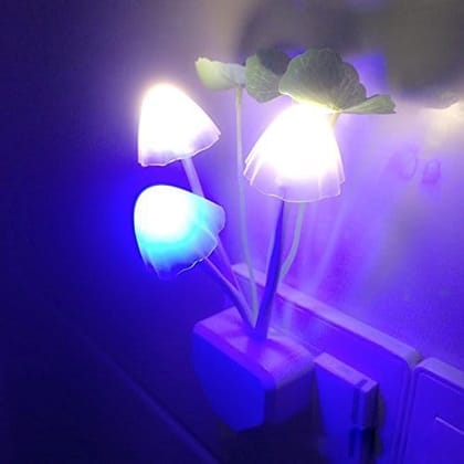 SPARKWORLD Mushroom LED Night Lamp Multicolor Plug-in Light with Auto Sensor for Bedroom, Hall & Kids Room (Pack of 1) | Colour: Mushroom Night Light