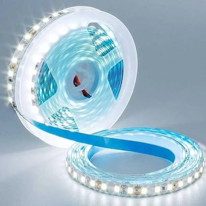 SPARKWORLD 5 Meter LED Flexible Strip Cove Light 120 LEDs/M, Self-Adhesive with SMPS | White Decorative Profile Light for Home & Office