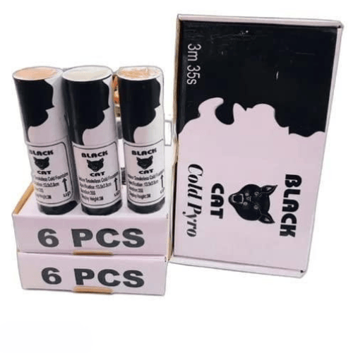 SPARKWORLD Black Cat Cold Pyro Low-Fog Party Refill (Pack of 6) 3 m Height 35 s Duration, Indoor/Outdoor Safe Special Effects
