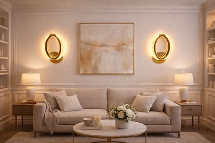 SPARKWORLD Modern Oval LED Wall Light | Warm White Decorative Wall Lamp for Bedroom, Living Room & Corridor | Gold Finish | Colour: Oval Ring
