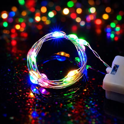 SPARKWORLD 4 Meter 40 LED Multicolor Rice Lights Battery Operated Fairy String Lights for Decoration (Pack of 1) | Colour: Multicolor (Pack of 1)