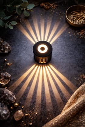 SPARKWORLD Modern Round LED Wall Light | Up & Down Decorative Wall Lamp | Warm White Light | Black Finish | Indoor Wall Light for Living Room & Bedroom