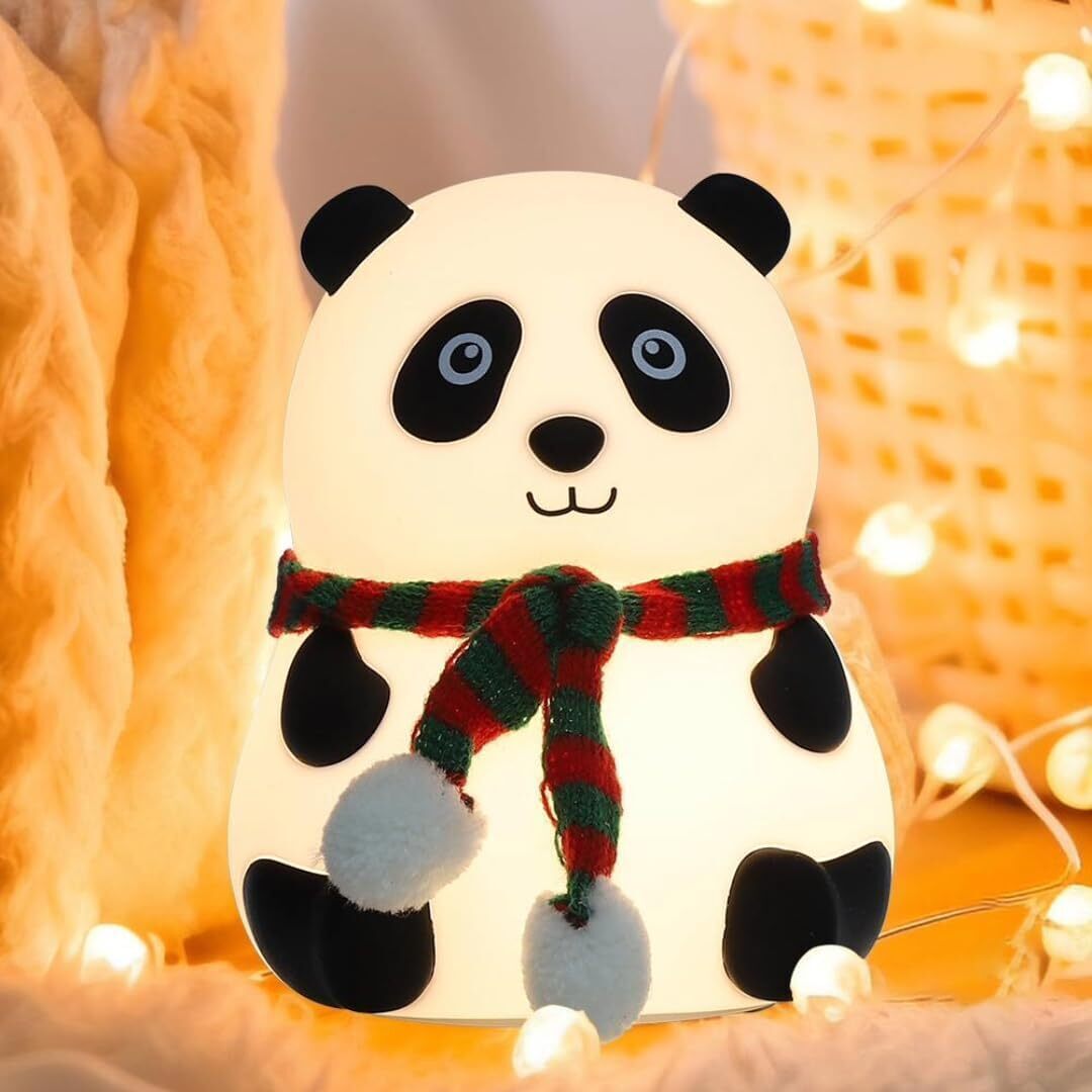 SPARKWORLD Silicone Panda Night Lamp Soft Light, Rechargeable Touch LED Lamp for Kids & Bedroom Decor | Size: 10.2x 13.2 cm