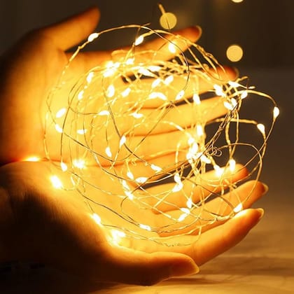 SPARKWORLD Battery Operated 3M Fairy String Lights Warm White | Pack of 3 | Decorative LED Copper Wire Lights for Home, Festivals & Events | Size: 3.05 m | Colour: Yellow