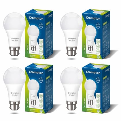 Crompton DynaRay 9W LED Bulb | Cool Day Light | B22 Base | 180 Beam | Surge & High Voltage Protection | Pack of 4 Crompton DynaRay 9W LED Bulb | Cool Day Light | B22 Base | 180 Beam | Surge & High Voltage Protection | Pack of 4