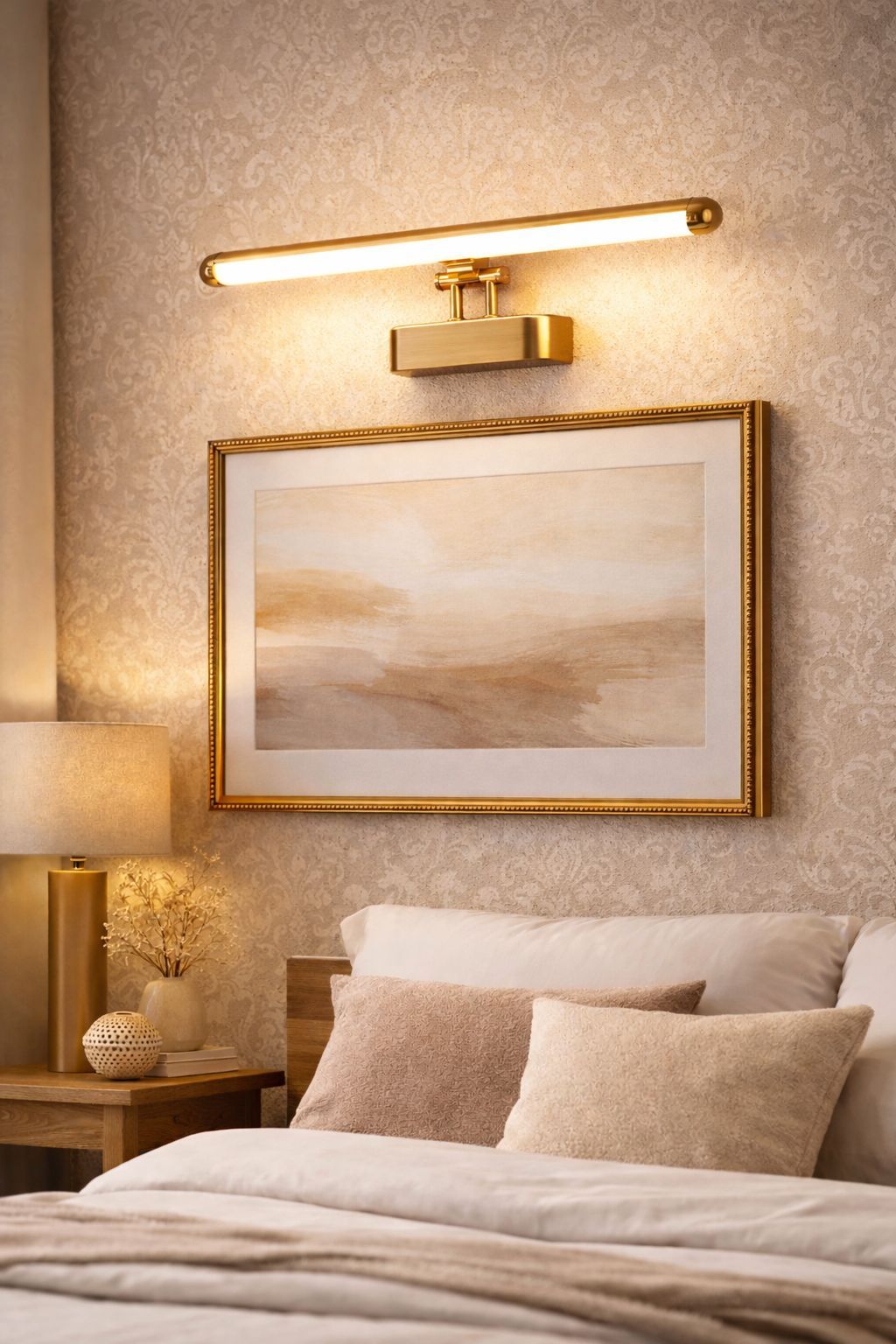 SPARKWORLD Premium LED Picture Light Wall Lamp | Warm White Painting & Photo Frame Light | Brass / Antique Gold Finish for Bedroom & Living Room | Colour: LX776WL|6W/GD