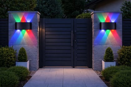 SPARKWORLD 2-Way Triple Multi-Color LED Decorative Wall Light Modern Indoor & Outdoor Lamp for Home, Living Room, Bedroom, and Corridor | Size: 10X5 cm | Colour: Multicolor